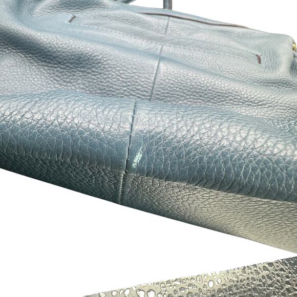 Lodis Blue Leather Shoulder Bag Hobo Slouchy Tote Purse - Picture 6 of 14